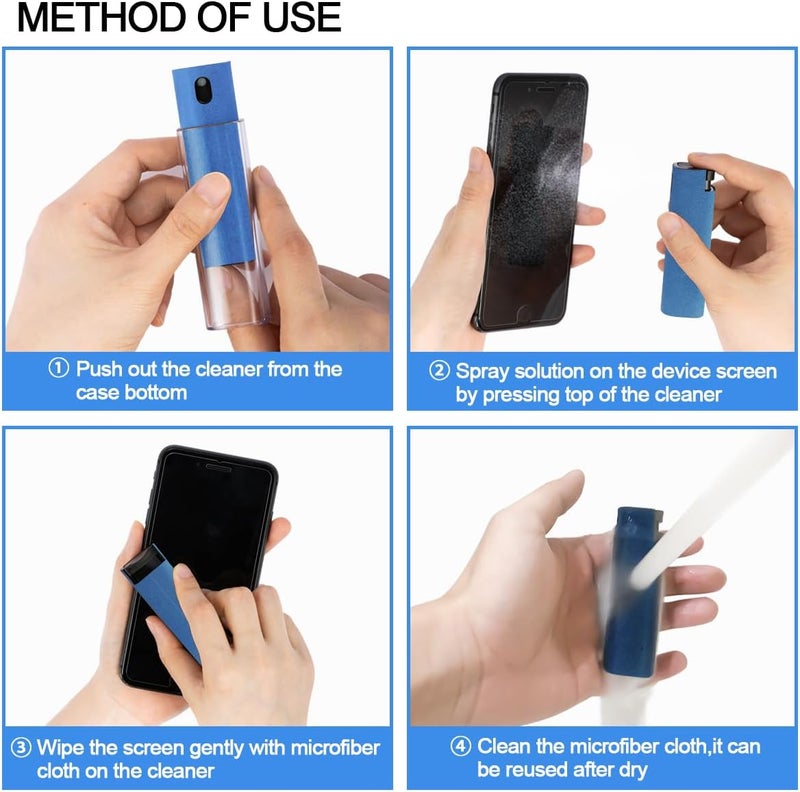 walrfid Screen Cleaner Touchscreen Mist Spray, Cleaning Kit for Electronic Smart Phone TV, Laptop, Tablet, PC, Computer LCD Flat Screens, Eyeglasses, Compatible with iPhone iPad MacBook Pro - DarkBlue - Image 3